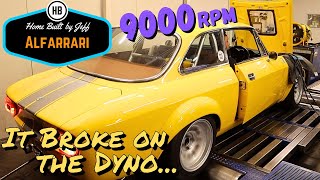 9000rpm on the dyno and then it broke  Ferrari engined Alfa 105 Alfarrari build part 200 [upl. by Audly]