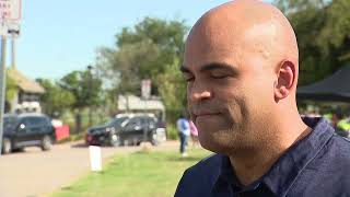 Colin Allred talks to voters at State Fair Classic [upl. by Cattan]