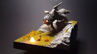 Im sculpting the WORLDS CREEPIEST CRYPTIDS  The MOTHMAN of point pleasant polymer clay diorama [upl. by Utham946]