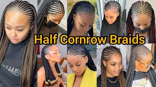 Stunning Half Cornrow Braids  Ghana Weaving Braids  Tribal Braid for Black Ladies  Knotless Braid [upl. by Airdni311]