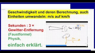 Geschwindigkeit und deren Berechnung auch Einheiten umwandeln ms auf kmh Physik [upl. by Fachanan]