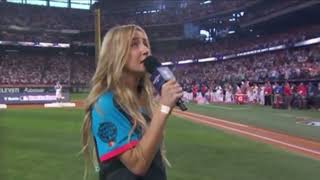 Ingrid Andress sings the worst national anthem ever at the Home Run Derby 2024 [upl. by Sonnie398]