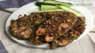 ALMOND CRUSTED PARMESAN SALMON  Rachels Tea PainFree Foods Recipes For Digestive Troubles [upl. by Eberle340]