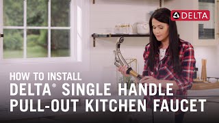 How to Install a Delta® Single Handle PullOut Kitchen Faucet [upl. by Auqinimod926]