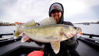 SUPER EARLY Spring Walleye Fishing BEST TECHNIQUE [upl. by Enilekcaj]