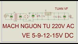 Hướng dẫn vẽ mạch chuyển nguồn trong Proteus 811 Mạch chuyển từ 220V AC về 5V12V9V15V DC [upl. by Sil628]