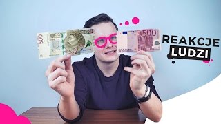 BANKNOT 500 zł vs 500 EURO  REAKCJE LUDZI [upl. by Merp]