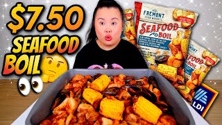 ALDIS 750 SEAFOOD BOIL MUKBANG 먹방 EATING SHOW  SHRIMP  MUSSELS  POTATO  SAUSAGE  CORN RECIPE [upl. by Neelrahc]