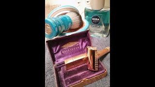 Shave Video  423 Gillette 1934 Aristocrat Panna Crema Nuavia BLU [upl. by Clite]