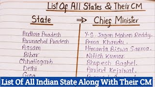 List Of All CM Of Indian State  List Of Indian Chief Ministers  List Of All CM Of All States India [upl. by Noleta671]