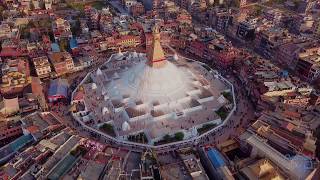 BOUDHA STUPA Kathmandu Nepal Aerial View [upl. by Christoforo514]