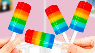 Rainbow Popsicles Ice Cream 🌈🍦 Miniature Rainbow Jelly Decorating Miniature Desserts by FunFun Cakes [upl. by Castorina518]