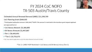 FY24 CoC NOFO Renewal Projects Bidders Conference  TX503  AustinTravis County [upl. by Idnek]