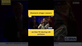 Moment singer swears on live TV during US anthem [upl. by Perlman992]