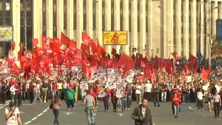 Proteste gegen russische Rentenreform dauern an [upl. by Esyned]