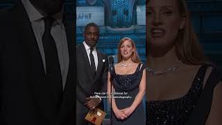 Idris Elba amp Jessica Chastain Present Best Cinematography to Birdman  87th Oscars 2015 [upl. by Sredna190]