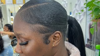 Natural slick back ponytail tutorial 2024 [upl. by Nefets535]