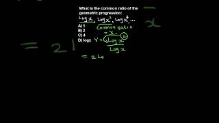 How to find the common ratio of GP and Logarithm problem shorts maths algebra gp [upl. by Elata]