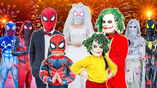 What If ALL COLOR SPIDERMAN In 1 House KID SPIDER MAN amp KID JOKER Rescue Kidnapped Bride [upl. by Ennayehc664]