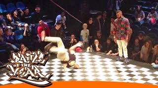 BOTY 2014 NEW ZEALAND  PRELIMINARY  1 VS 1 FINAL  AKORN VS BBOY HUGGER BOTY TV [upl. by Vittoria]