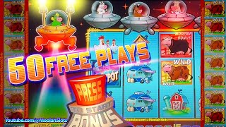 LIVE MOOLAH BONUS TRIGGER 50FREE GAMES Invaders Return From the Planet Moolah 1c WMS CASINO SLOTS [upl. by Andrews]