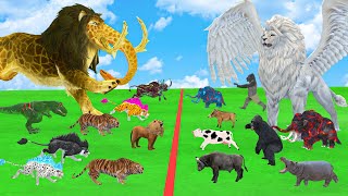 10 Mammoth Elephant Zombie Cow vs 5 Giant Tiger Dinosaur Fight Cow Baby Save By 4 Woolly Mammoth [upl. by Alfi644]