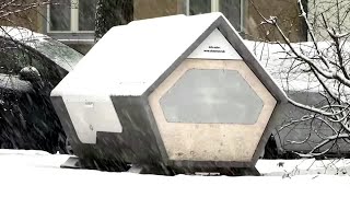 German city tests sleep pods as shelter for homeless [upl. by Ffoeg]