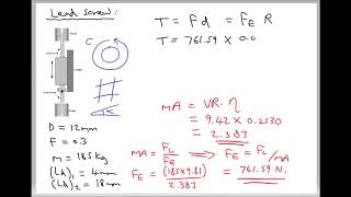 Calculating Lead Screw Efficiency and Required Lifting Torque [upl. by Solana]