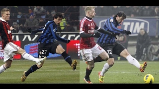 Diego Milito two similar goals in two Milan Derby [upl. by Jareb]