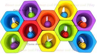 Learn Colors With Wooden Bees Beehive Preschool Toys Surprise Learning Video Fun for Kids [upl. by Erret]