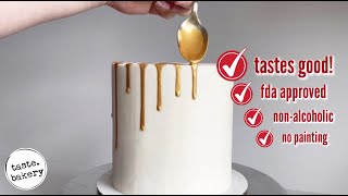 How to Make METALLIC GOLD DRIP for your CAKE without painting NEW SECRET RECIPE without alcohol [upl. by Todhunter236]