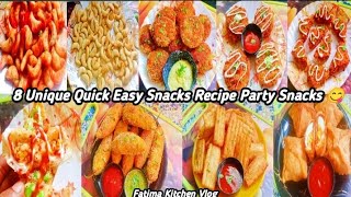 8 Unique Quick Easy Snacks Recipe😋Party SnacksNew SnacksEvening SnacksParty Stature Snacks [upl. by Fishman]