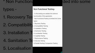 Non Functional Testing  non functional testing in software testing interviewquestions [upl. by Enilemme921]