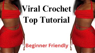 Viral Crochet Crop Top Tutorial  Beginner Friendly DIY  Easy Crochet Pattern [upl. by Gherardi562]