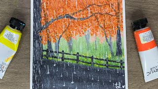 Rain Drops in Autumn Painting  Acrylic Painting for Beginners [upl. by Gould757]