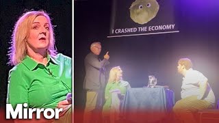 Liz Truss storms off stage after humiliating lettuce banner prank [upl. by Nakasuji]