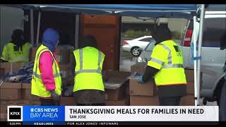 CBS News Hunger at Home Leads Thanksgiving Food Distribution with PGampE Volunteers [upl. by Berlyn]