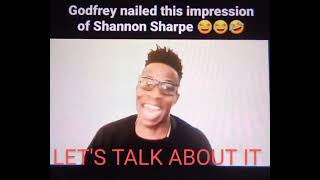 GODFREY IMPRESSIONS OF SHANNON SHARPE HOW DID HE DO THE STEVE HARVEY IMPRESSION WAS SPOT ON [upl. by Odraboel]