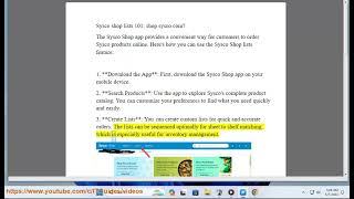 Sysco shop lists 101 shop sysco com [upl. by Eetsim]