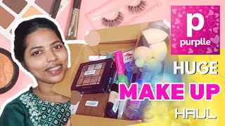 PURPLLE amp Meesho Makeup SHOPPING HAUL  💵 Affordable Make up Kit  Mostly under 200 🔥 Try on Haul [upl. by Agna]