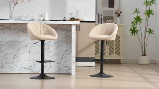 Wahson Beige Breakfast Counter Chairs Adjustable Swivel High Stools in Fabric for Kitchen Home Bar [upl. by Ymerrej56]