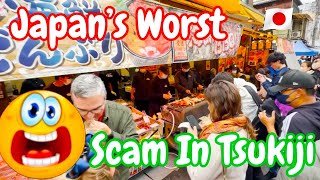 Japans Worst Tourist Trap and Overtourism in Tsukiji Market [upl. by Ahsinat381]