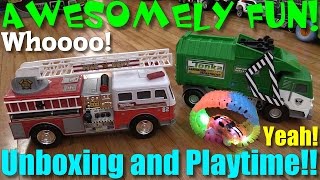 Toy Vehicles for Kids TONKA Mighty Motorized Fire Rescue Truck and Garbage Truck Unboxing [upl. by Cleo]