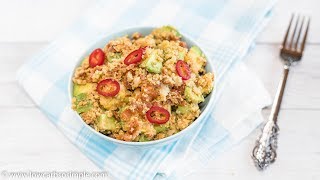 Spicy StirFried Cauli Rice with Bacon and Avocado  keto lowcarb lchf 5ingredient [upl. by Valdemar987]