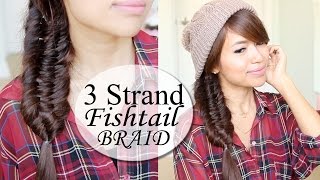 Three 3 Strand Fishtail Braid Hair Tutorial  Hairstyle [upl. by Gaylene155]