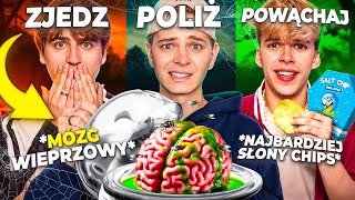 ZJEDZ POLIŻ POWĄCHAJ CHALLENGE 🎃🤢 Dominik Rupiński amp Jasper amp Paweł Zmitrowicz [upl. by Ennoval124]