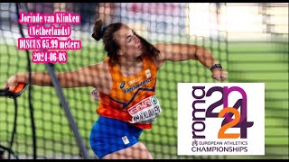 Jorinde van Klinken Netherlands DISCUS silver medal European championships Rome 20240608 [upl. by Charry83]