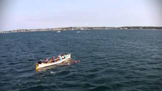 Drone video Gloucester Harbor Rowing Race [upl. by Noletta]