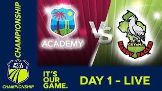 🔴 LIVE WI Academy v Guyana  Day 1  West Indies Championship 2024  Wednesday 21st February [upl. by Rubia]