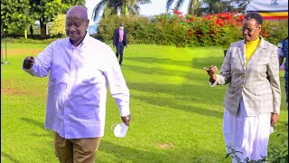 MUSEVENI walks out of Isolation with Janet COVID19 FREE welcomed by State House Staff and Ministers [upl. by Airdnek]